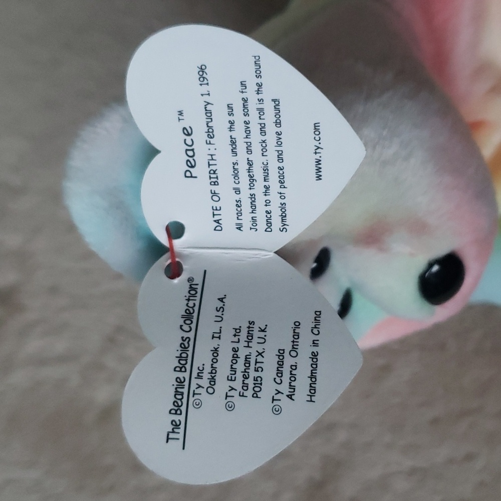 Peace ✌Tiedye Bear Ty Beanie Baby 🐻 Gift, Kids Toy, Rare Collectible, NWT - Picture 5 of 11
